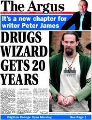 picture of Casey Hardison on the cover of Brighton Argus